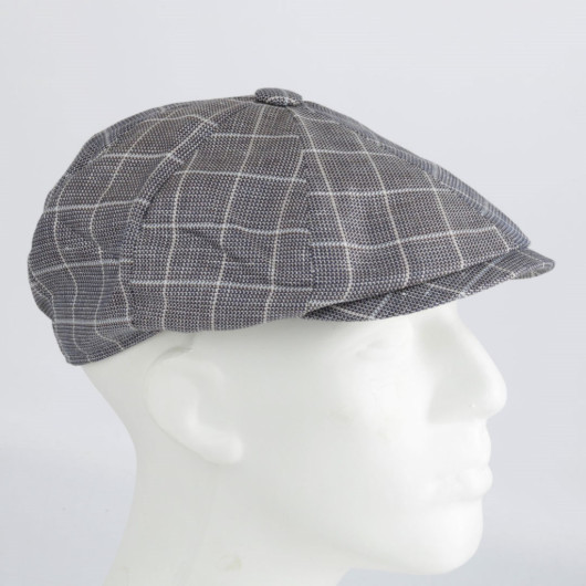 قبعة رجالية موسمية موديل انكليزي كارويات بلون رمادي