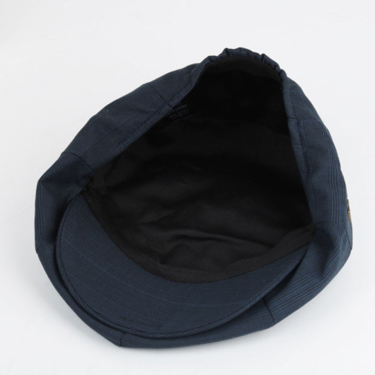 Seasonal Navy Blue Plaid British Style Men's Hat