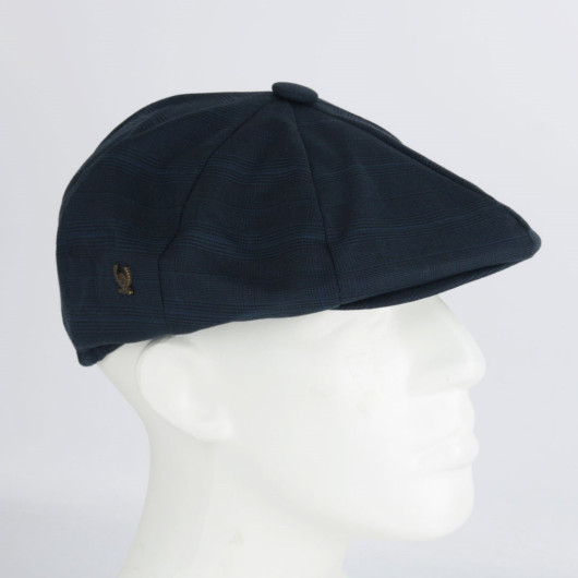 Seasonal Navy Blue Plaid British Style Men's Hat