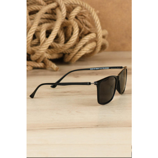 Polarized Black Bright Slim Frame Men's Sunglasses