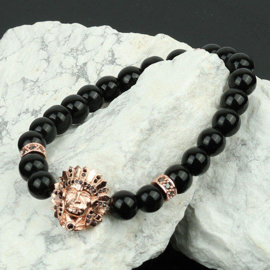 Rose Native American Figured Special Design Shiny Onix Bracelet