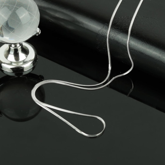 Silver Very Thin Snake Model Men's Steel Necklace