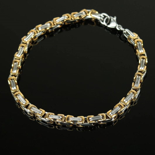 Silver Gold Men's Steel King Bracelet