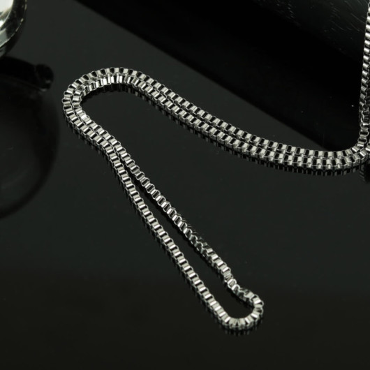Silver Thin Chain Model Men's Steel Necklace