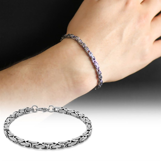 Silver Color Thickness 5 Mm 317L Steel King Bracelet