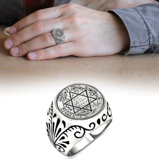 Seal Of Solomon Motif 925 Sterling Silver Men's Ring