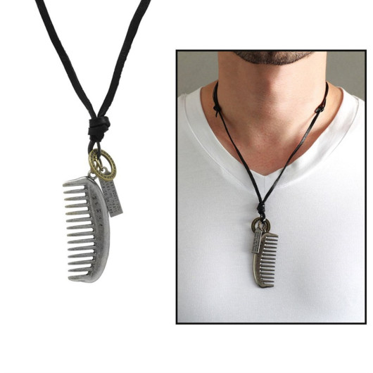 Scallop Design Adjustable Rope Chain Brass Men's Necklace