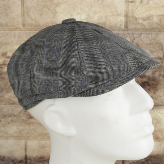 Summer Gray Plaid British Style Men's Hat