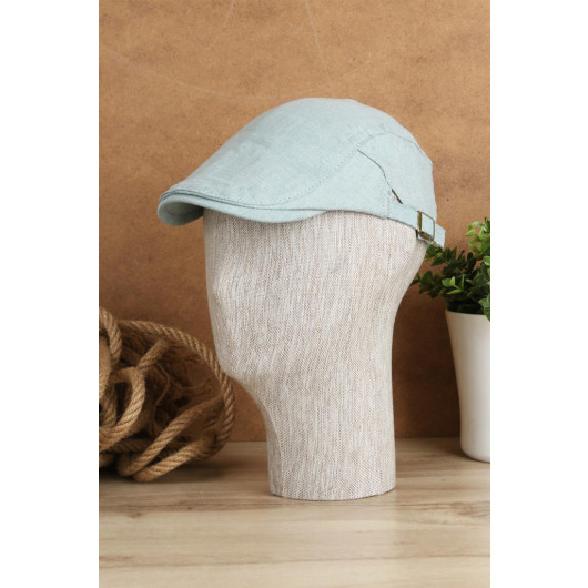 Summer Turquoise Thin Fabric Buckled Men's Cap