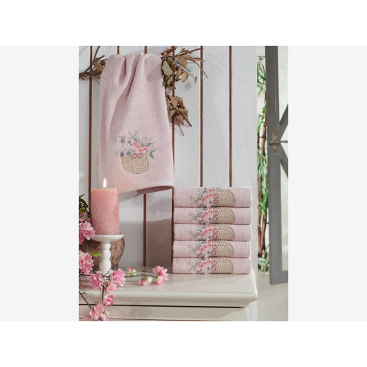 3D Embroidered Bamboo Towel Powder/Light Pink Gülşah