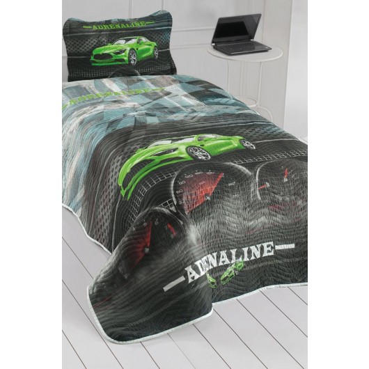 Adrenaline Youth & Kids Printed Single Bedspread Green