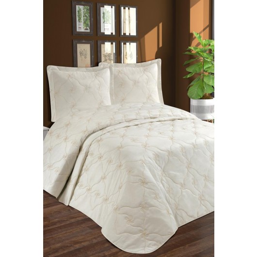 Alyans Cream Quilted Double Bedspread
