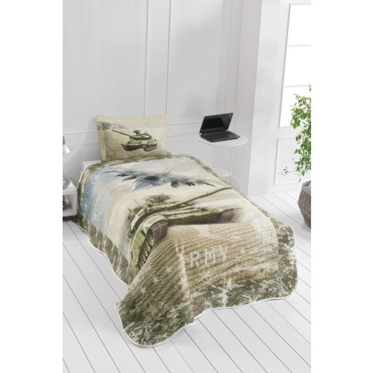 Army Youth & Kids Printed Single Bedspread Green