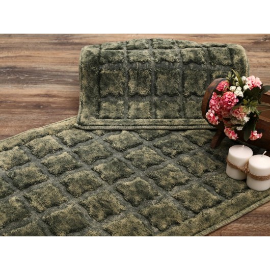 Two-Piece Cotton Bath Rug Set, Green Bergama
