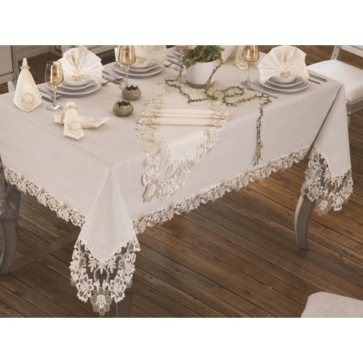 Beste Table Cloth 160X260 Cm 26 Pieces Cream