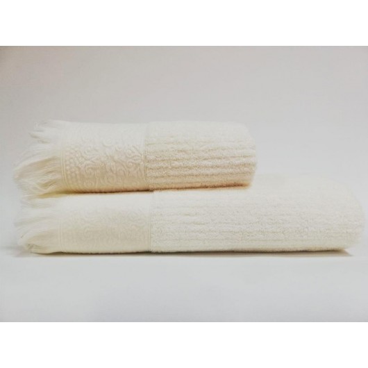 Double Cotton Bath Towel Set Cream