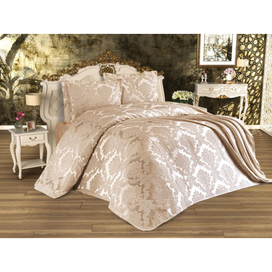 Chenille Jacquard Single Bed Sheet/Slipcover In Busem Cappuccino