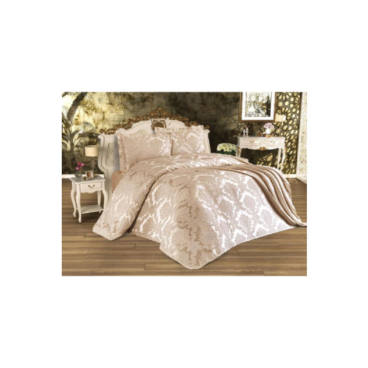 Chenille Jacquard Single Bed Sheet/Slipcover In Busem Cappuccino