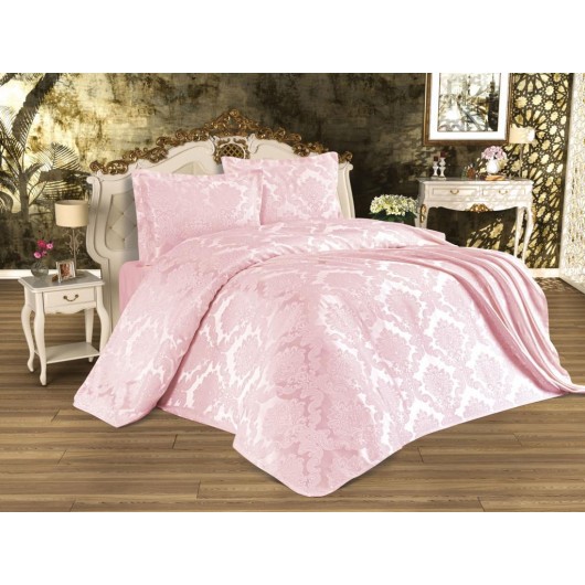 Chenille Jacquard Single Bed Sheet/Push Cover/Busem Light Pink