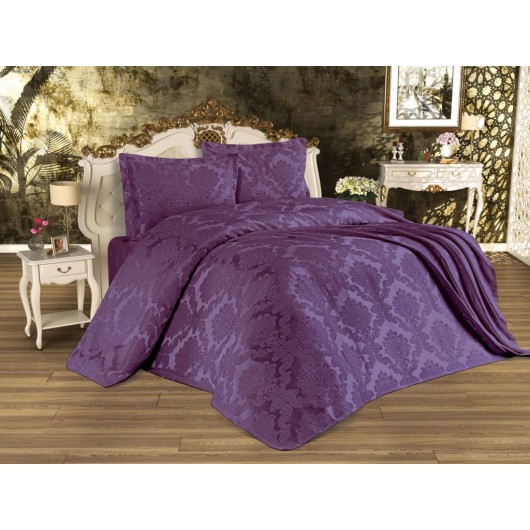 Jacquard And Chenille Sheet/Bed Cover, Busem Purple