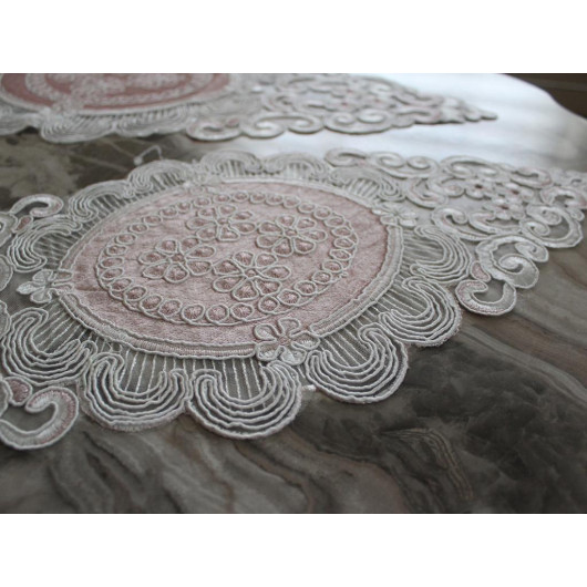 Bedspread Set For Bedroom In Velvet Fabric, Powder/Candy Pink