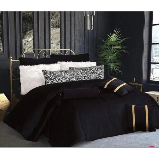 Caroline Black Double 10-Piece Cotton Filled Bed Sheet Set