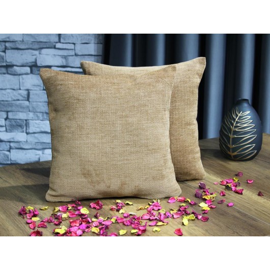 Luxurious Jacquard Cushion Cover 2 Pieces Caramel Çeyiz Diyarı Aysu
