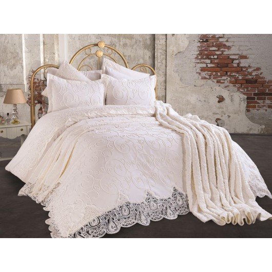 10-Piece Bed Set, Cream Color, Çeyiz Diyarı Deren