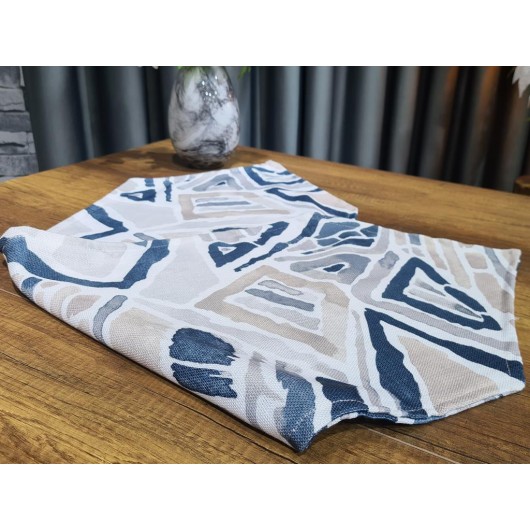 مفرش/غطاء طاولة مزين بأشكال هندسية لون كحلي