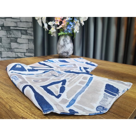 مفرش/غطاء طاولة فاخر مزين بأشكال هندسية لون أزرق