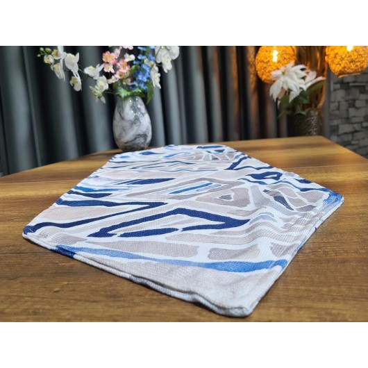 مفرش/غطاء طاولة فاخر مزين بأشكال هندسية لون أزرق