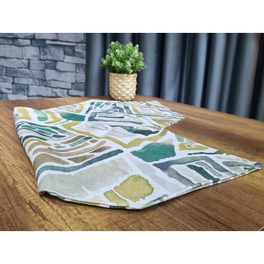 مفرش/غطاء طاولة فاخر مزين بأشكال هندسية لون أخضر