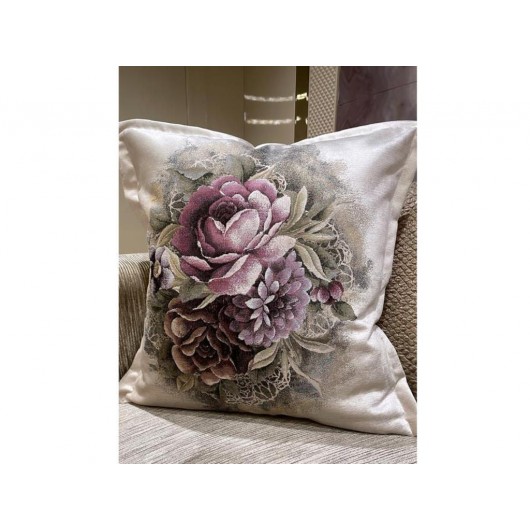 Two-Piece Jacquard Cushion Cover, Cappuccino, Printed