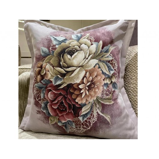 Two-Piece Luxury Square Shape Cushion Cover With A Floral Print