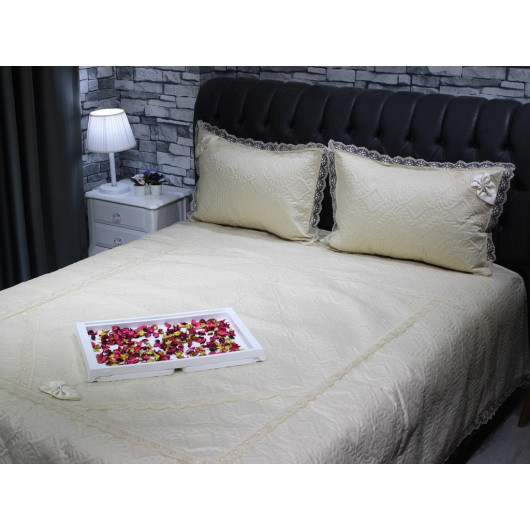 Double Quilted Bedspread/Mattress Set Cappuccino Color Çeyiz Diyarı Kırlangıç