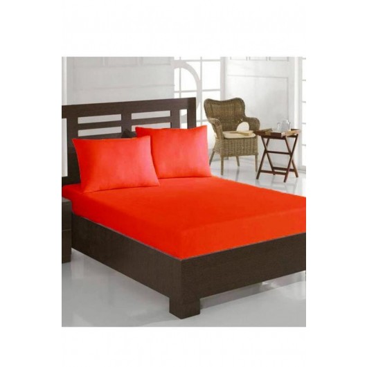 Double Bed Sheet, Combed Cotton, Red Color, Çeyiz Diyarı