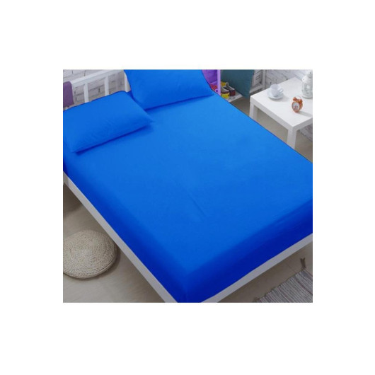 Combed Cotton Single Elastic Bed Sheet Royal Blue