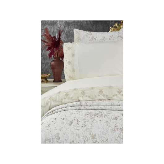 7-Piece Wedding Comforter Set Cream