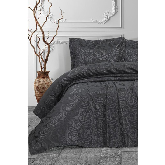 Shawl Double Bedspread Anthracite