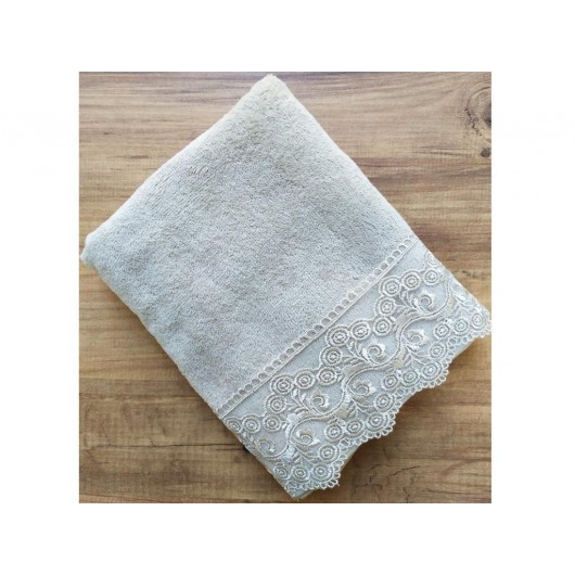Gray Cotton Embroidered Towel