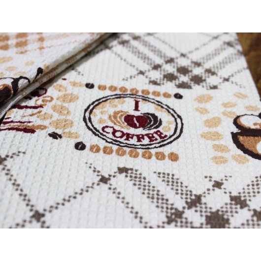 Cross Stitch Embroidered Kitchen Towel/Tissue 2 Pieces Brown Çeyiz Diyarı Soffy