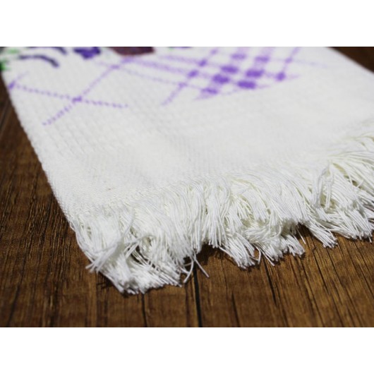 Cross Stitch Embroidered Kitchen Towel/Tissue 2 Pieces Lavender Çeyiz Diyarı Soffy