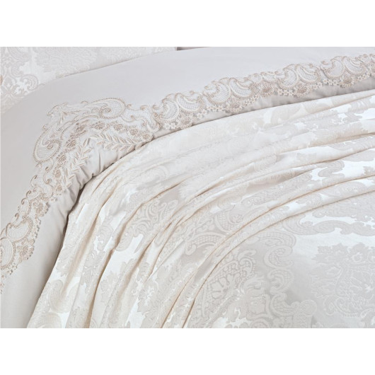 7-Piece Bridal Bedding Set Cream Color Çeyiz Diyarı Tiara