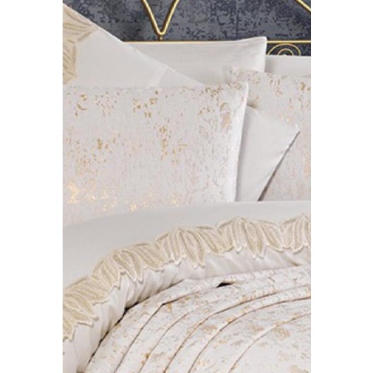 7-Piece Bridal Bedding Set Cream-Cappuccino Çeyiz Diyarı Zuma