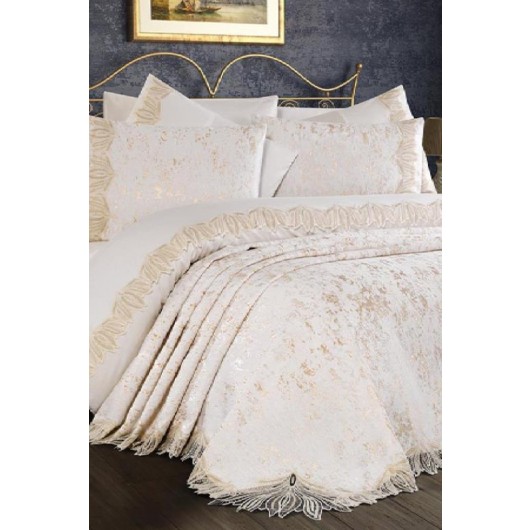 7-Piece Bridal Bedding Set Cream-Cappuccino Çeyiz Diyarı Zuma