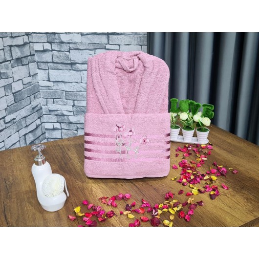 Çiçek Dark Pink Women's Bathrobe/Robe Set