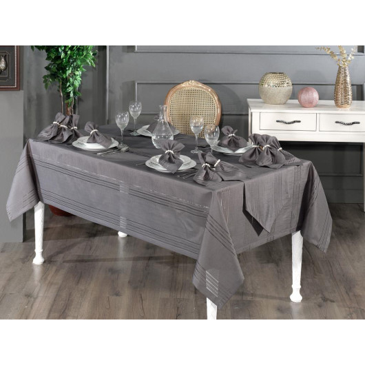 Corvver 26 Pieces Carefree Table Cloth Set Anthracite