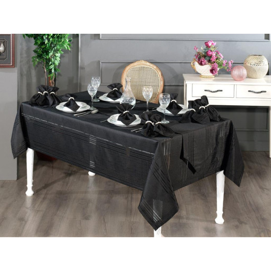 غطاء طاولة طقم مكون من 26 قطعة لون أسود