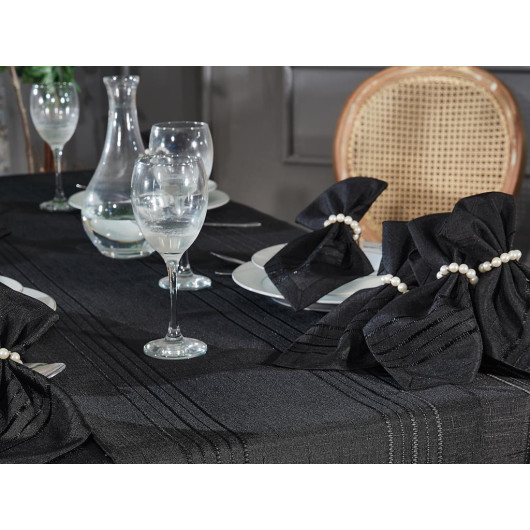 غطاء طاولة طقم مكون من 26 قطعة لون أسود