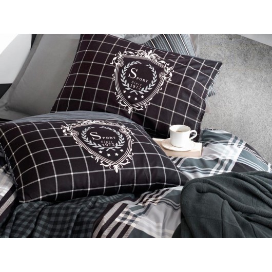 Double Duvet Cover Set, Anthracite, Cottonbox Masculine Ramos